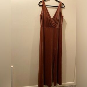 Jenny Yoo full length rust velvet dress - sleeveless - deep v - size 18